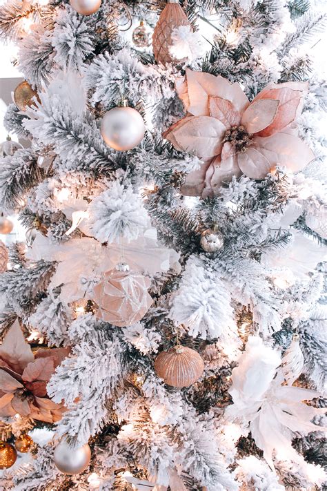 Keep it simple with a few large ornaments. Blush Pink, Rose Gold, & White Christmas Decor