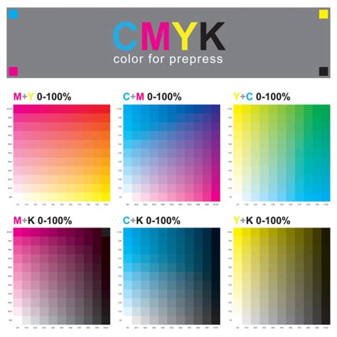 Cmyk Color Swatch Chart Subtractive Color Model — Stock Vector
