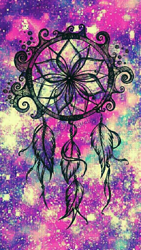 A Drawing Of A Dream Catcher With Stars And Swirls In The Background On