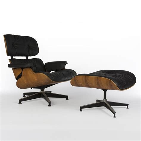 Original Herman Miller Black And Rosewood Eames Lounge Chair And