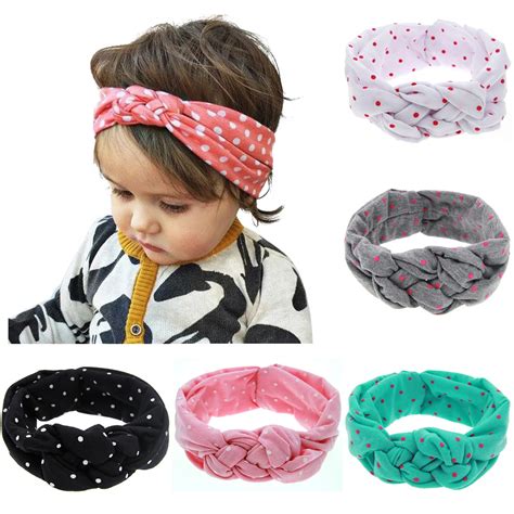 Baby Girls Polka Dot Bowknot Floral Headbands Infant Hair Accessories