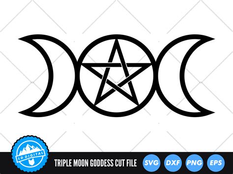 Triple Moon Pentagram SVG Wiccan SVG Graphic By Lddigital Creative