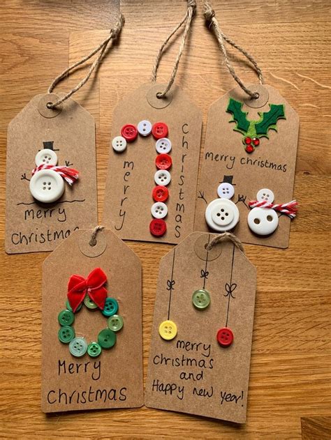 Large Christmas Tags With Button Pictures Etsy In 2022 Christmas