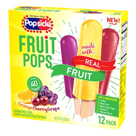 Popsicle Orange Cherry Grape Variety Pack Fruit Pops 12 Ct Popsicles