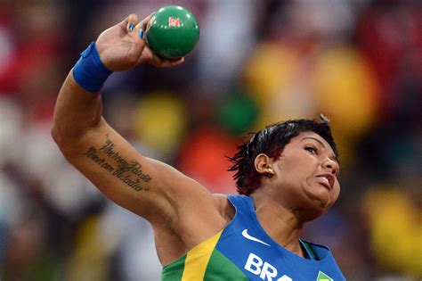 To find the velocity of an object, you can use the once the shot put has been thrown, it accelerates until it hits the ground. Brazil's Geisa Arcanjo competes in the women's shot put final