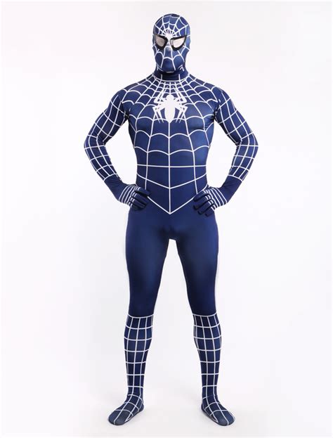 Navy Blue Spiderman Zentai Suit Halloween Lycra Spandex Super Hero
