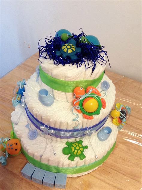 Baby Shower Turtle Theme Diaper Cake Super Cute Birthday Cake Kids