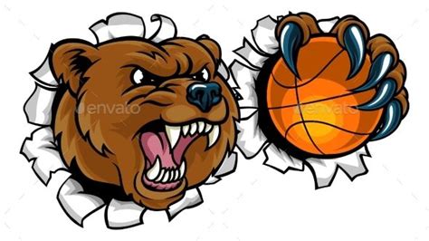 Bear Holding Basketball Ball Breaking Background Angry Animals Bear