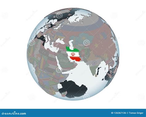 Iran With Flag On Globe Isolated Stock Illustration Illustration Of