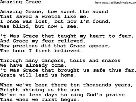 Free Printable Lyrics To Amazing Grace Printable Templates