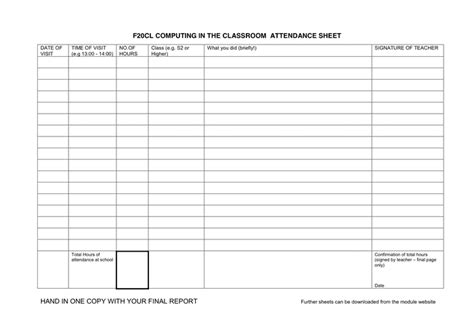 Attendance Log Sheet In Word And Pdf Formats