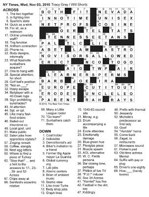 This is a great short and to the point crossword puzzle for all the crossword fans out there. The New York Times Crossword in Gothic: 11.03.10 — Cut It Out