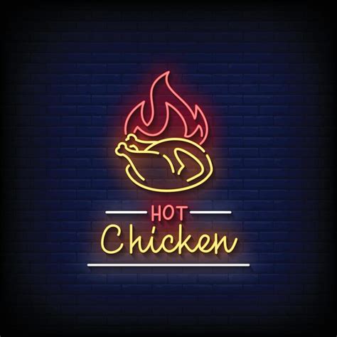Hot Chicken Neon Signs Style Text Vector 7017696 Vector Art At Vecteezy