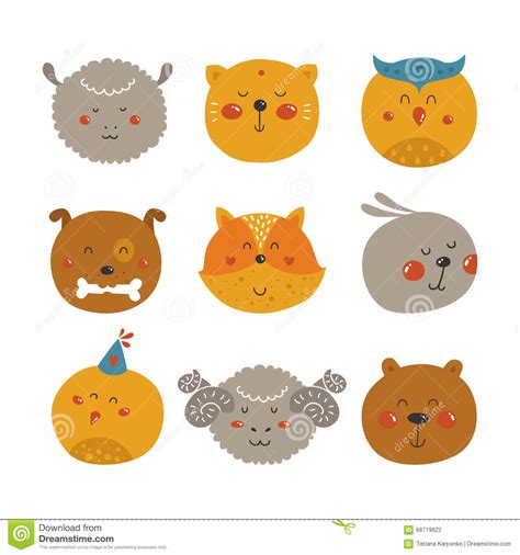 Cute Animal Avatars Stock Vector Illustration Of Baby 68719622