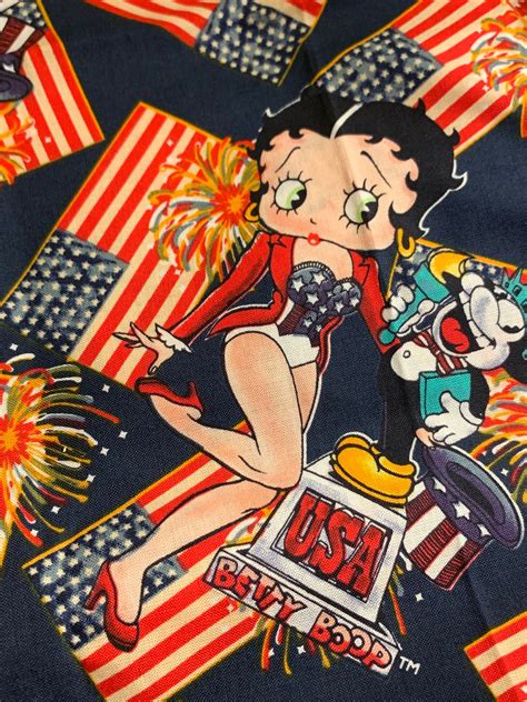 Betty Boop And Felix The Cat Patriotic Vintage Cotton Fabric Etsy
