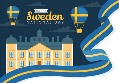 Premium Vector Sweden National Day Vector Illustration On June Celebration With Swedish Flag