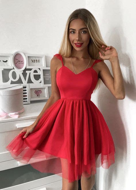 Cute Red Homecoming Dressstraps A Line Party Dressesshort Prom Dress