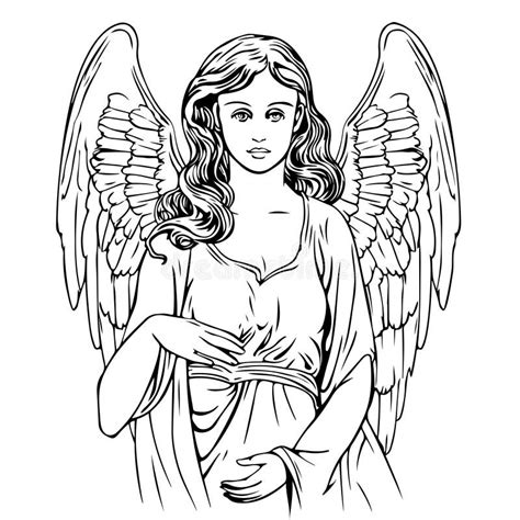 Abstract Angel Girl With Wings Sketch Hand Drawn Vector Illustration