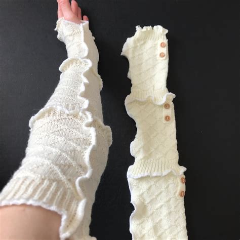 Trixy Xchange White Gloves With Brown Buttons Sweater Arm Etsy