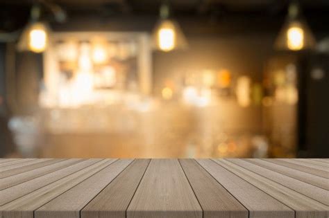 Premium Photo Empty Wood Table Top On Blurred Background Form Coffee