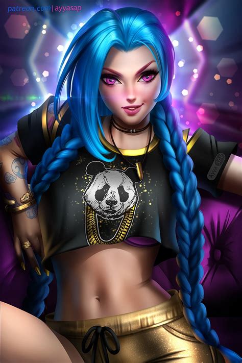 Cool Punk Girl Jinx With Blue Hair Lol Picture Artist
