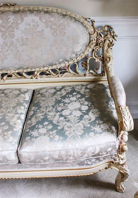 silik italian rococo antique white carved formal sofa etsy