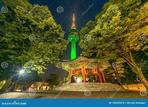 Scenic Most Beautiful Night On Mount Namsan N Seoul Tower South