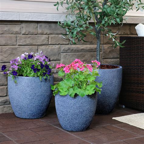 Sunnydaze Estate Fiber Clay Planter Flower Pot Durable Indooroutdoor