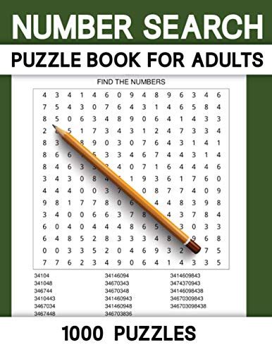 Number Search Puzzle Book For Adults 1000 Number Search Puzzle Books