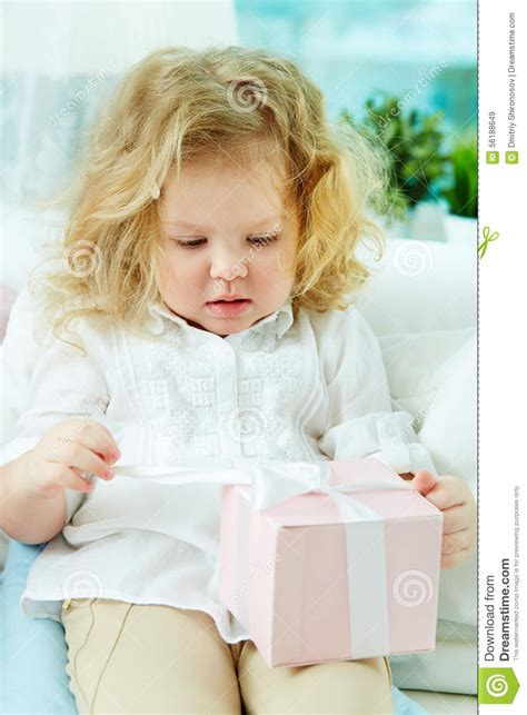 Unwrapping Present Stock Image Image Of Female Anticipation 56188649