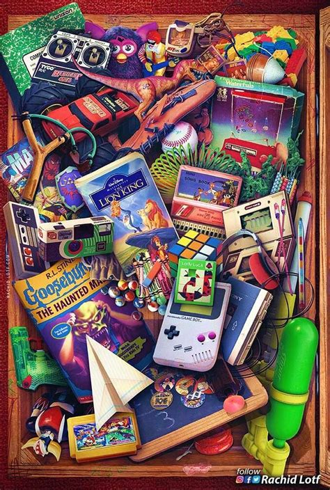 Childhood Treasure 90s 80s 70s Rachid Lotf Retro Gaming Art Retro