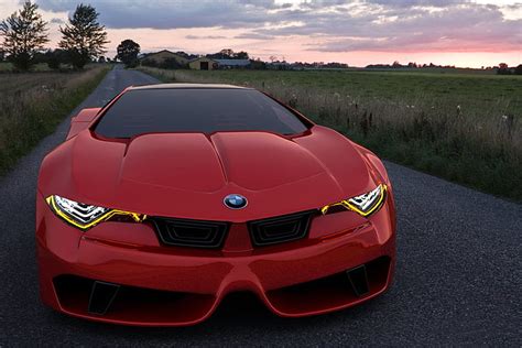 Hd Wallpaper Red Bmw Car Bmw M10 Concept Art Concept Cars Red Cars