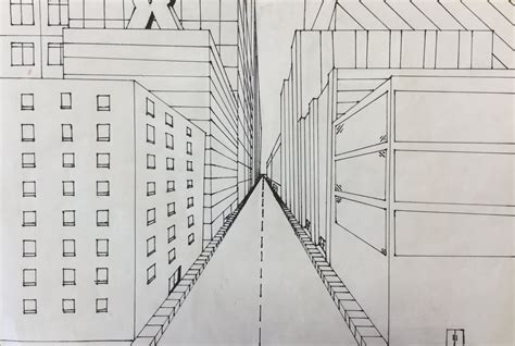 1 Point Perspective Drawing Buildings