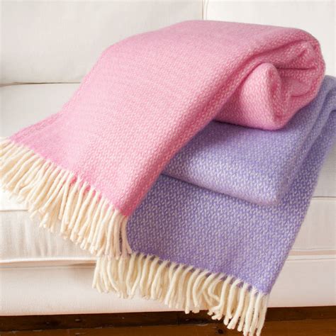 Wool Throw Blanket In Pink And Lilac By Jodie Byrne