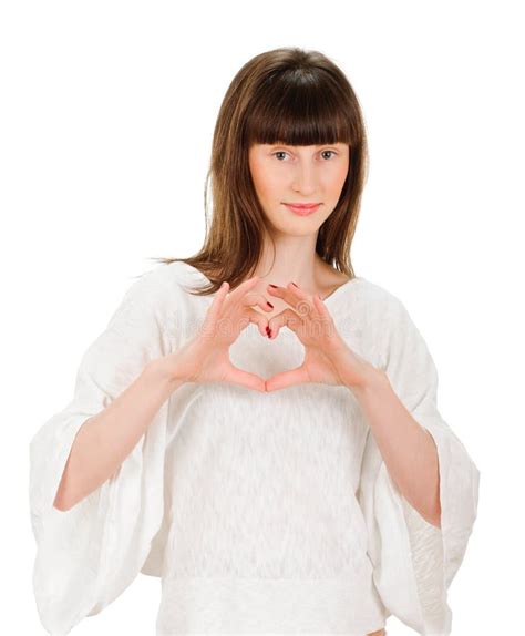 Girl Showing Heart Symbol Stock Image Image Of Beautiful 61887407