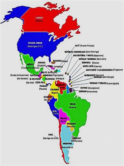 Mapa De America Con Capitales