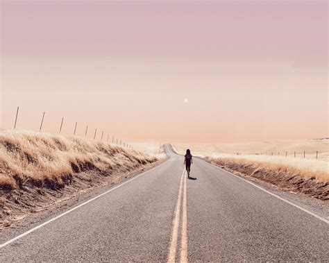 X Girl Walking Alone On Desert Road X Resolution HD K Wallpapers Images