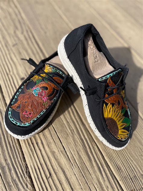 Custom Tooled Hey Dude Shoe Toppers Etsy