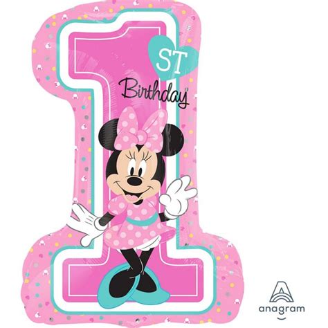 Minnie Mouse 1st Birthday Supershape Xl Shaped Balloon 48cm X 71cm