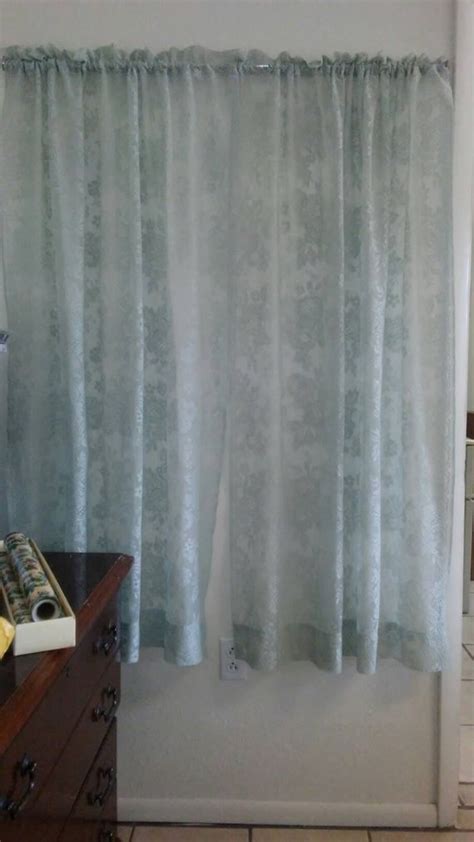 Five Pale Blue Lace Curtains Shabby Chic Cabbage Roses