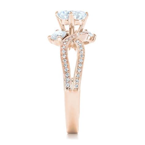 14k Rose Gold And 14k Gold Three Stone Diamond Engagement Ring 102088