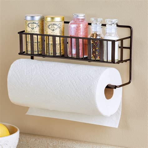 Space Saving Wall Mounted Metal Paper Towel Holder With Shelf