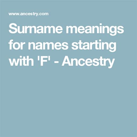 Surname Meanings For Names Starting With F Ancestry Names