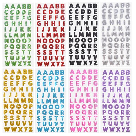 Buy Self Adhesive Glitter Alphabet Stickers 8 Sheets Glitter Crystal