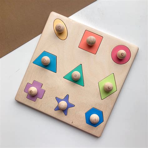Geometric Shape Wooden Puzzle Montessori Puzzle Wooden Toy Etsy