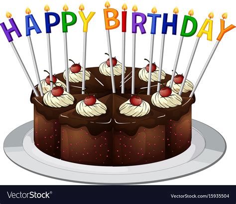 Happy Birthday Card With Chocolate Cake Royalty Free Vector
