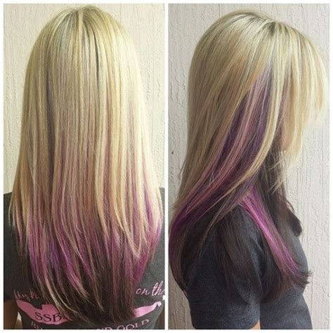 Blonde Pink And Dark Purple Hair Hair Highlights