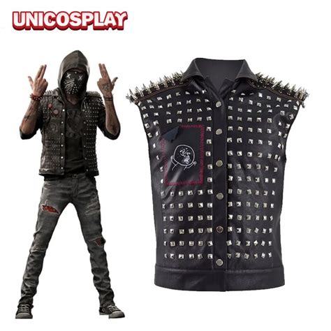 Watch Dogs 2 Wrench Vest Cosplay Costume Black Faux Leather Dedsec