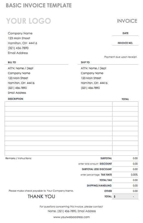 55 Free Invoice Templates Smartsheet In 2020 Invoice Template Images