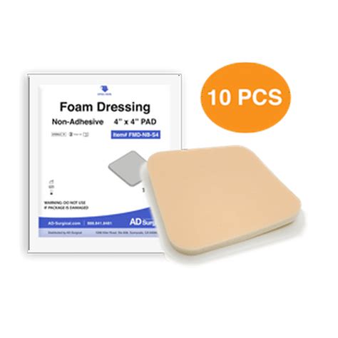 Ad Surgical Foam Wound Dressing Non Adhesive 4 X 4 Box Of 10